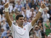 JSTE JEDNIKY. Srbsk tenista Novak Djokovic slav postup do semifinle...