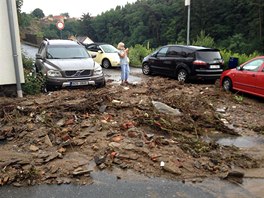 Následky bouky a prtre mraen ve tvrti Plechamr v Bechyni na Táborsku .