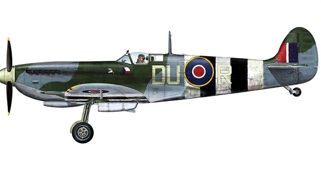 Supermarine Spitfire LF Mk.IXC, na stroji DU-R havaroval 11. ervna 1944 pi nvratu z hldkovho letu nad Normandi F/Lt Frantiek Truhl, pslunk 312. s. sthac perut.