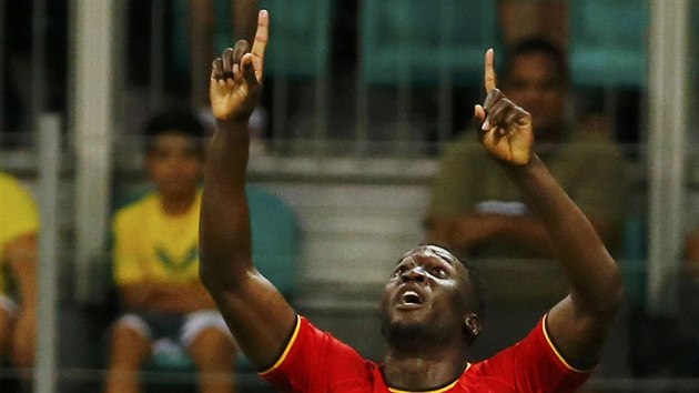 Belgick tonk Romelu Lukaku v osmifinle MS slav gl Spojenm sttm.