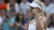 Nmecká tenistka Sabine Lisická slaví postup ve Wimbledonu.