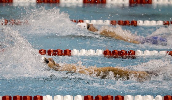 Michael Phelps (vlevo) a Ryan Lochte na mítinku v Athens na znakaské stovce. 