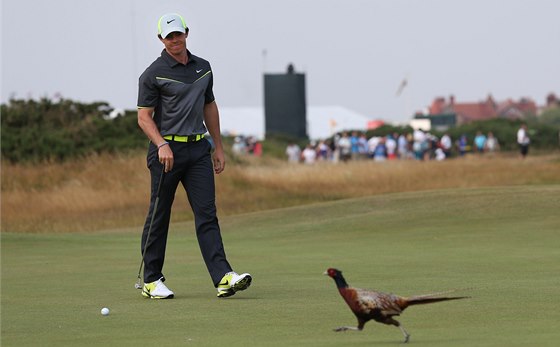 S BAANTEM. Rory McIlroy ml na jednom z green pi druhém kole The Open