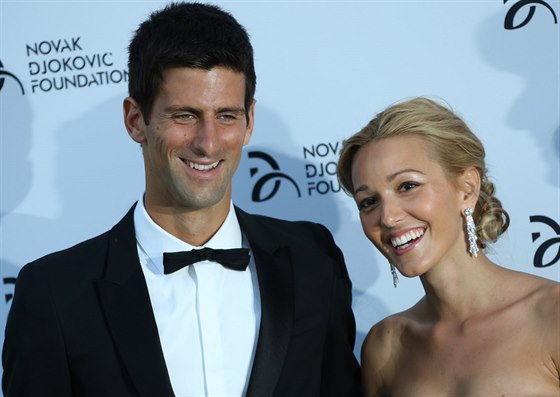 Novak Djokovi a Jelena Ristiová (Londýn, 8. ervence 2013)