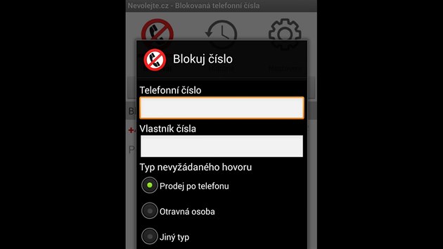 Aplikace Nevolejte.cz