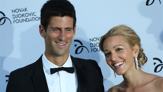 Novak Djokovi a Jelena Ristiov (Londn, 8. ervence 2013)