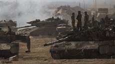 Tábor izraelské armády poblí hranic s Pásmem Gazy