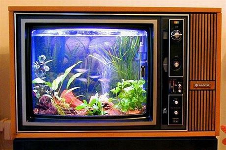 Nefunkní televizor pemnný na akvárium.