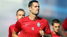 Lukáš Magera na tréninku Mladé Boleslavi před zápasem s Lyonem. Lukáš Magera na tréninku Mladé Boleslavi před zápasem s Lyonem.