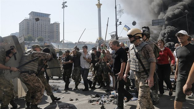 Nepokoje na kyjevskm Majdanu (7. srpna 2014)