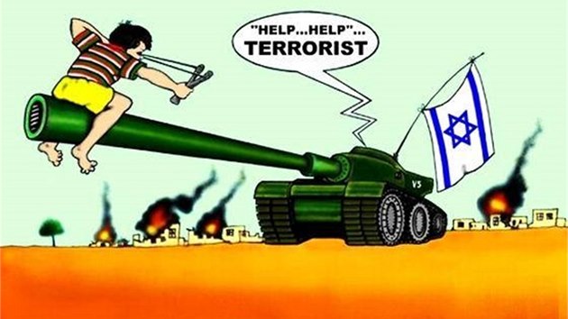 Pro palestinsk narativ je dleit zobrazovn vlastn strany jako slab a nevyzbrojen. (2. 8. 2014)