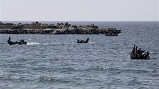 Palestintí rybái vyjeli na moe (7. srpna 2014).