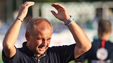 Jihlavský trenér Petr Rada reaguje na gól hrá Bohemians.