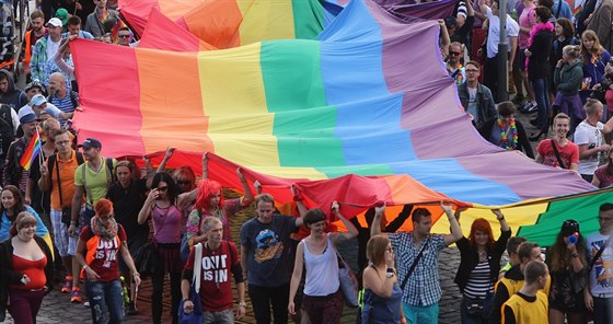 Pochod Prague Pride na echov most (16. ervence 2014)