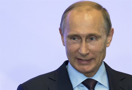 Ruský prezident Putin bhem projevu na Krymu (14. srpna 2014).