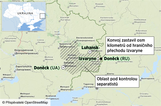 MAPKA: Rusk konvoj dorazil k hranici