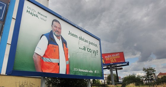 Pedvolební billboard hnutí Obané patrioti.