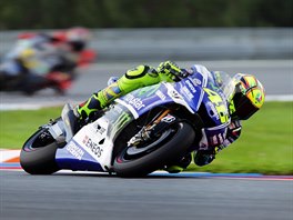 Valentino Rossi pi ptenm trninku na Masarykov okruhu (15. srpna 2014).