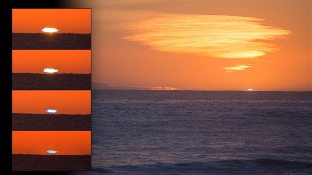 Snmek modrho a zelenho zblesku pozen na Hot Water Beach, Nov Zland