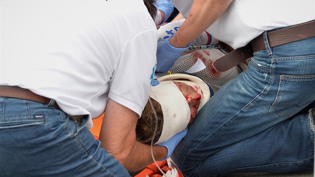 Zdenk tybar v péi léka po pádu ve tvrté etap závodu Eneco Tour.