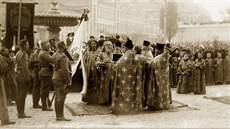 Slavnostní písaha a svcení praporu eské druiny v Kyjev, 11. íjna 1914.