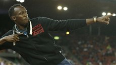 Usain Bolt se pedvádí, je hostem atletického mistrovství Evropy v Curychu.