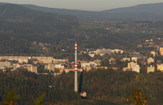 Komín jablonecké teplárny.