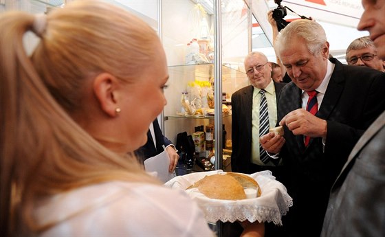 Prezidenta Miloe Zemana vítali na Zemi ivitelce chlebem a solí.