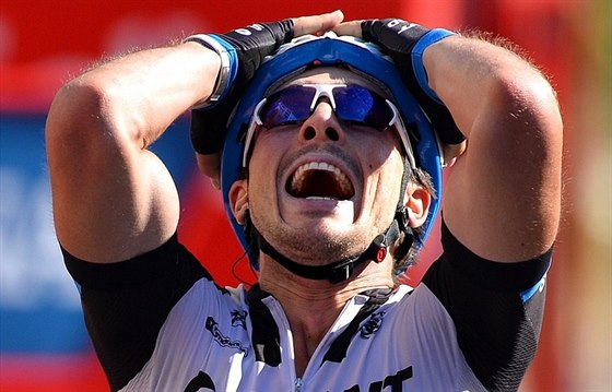 Radost nmeckého cyklisty Johna Degenkolba po triumfu v etap Vuelty.