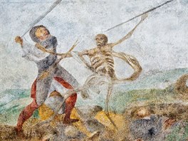 Odkryt barokn malby z cyklu Tance smrti na Kuksu (20.8.2014).