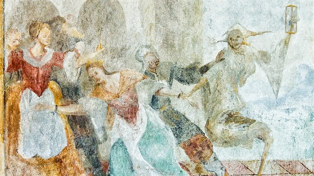 Odkryt barokn malby z cyklu Tance smrti na Kuksu (20.8.2014).