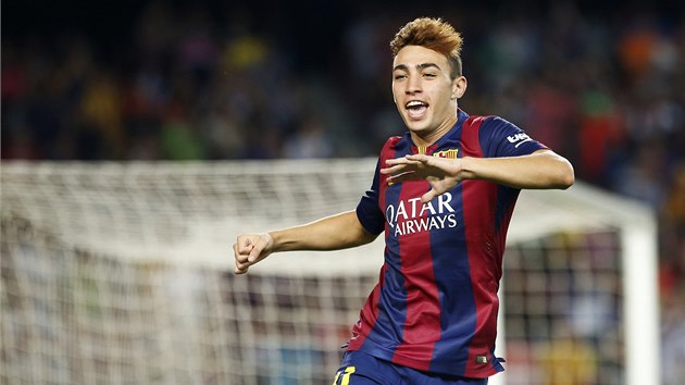 SKVL DEBUT. Osmnctilet panlsk tonk Munir El Haddadi se v ku Barcelony uvedl glem proti Elche.