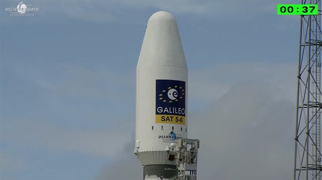 Horn st rakety Sojuz ST-B, kde se ukrvaj dv druice systmu Galileo.