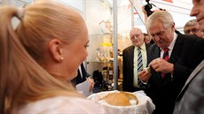 Prezidenta Miloše Zemana vítali na Zemi živitelce chlebem a solí. Prezidenta Miloše Zemana vítali na Zemi živitelce chlebem a solí.
