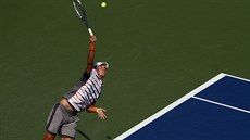 Tomá Berdych v duelu 1. kola US Open s Lleytonem Hewittem z Austrálie.