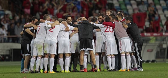 Fotbalisté Albánie se radují po kvalifikaním vítzství v Portugalsku, kde o...