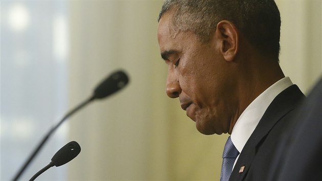 Americk prezident Barack Obama hovo v Estonsku o smrti novine Sotloffa, kterho zavradil Islmsk stt (3. z 2014).