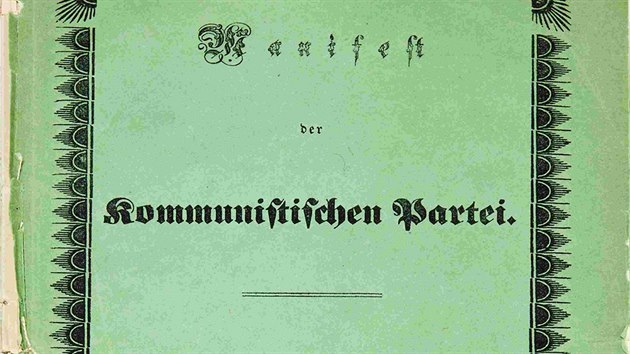 Manifest der Kommunistischen Partei, prvn londnsk vydn Manifestu komunistick strany z nora 1848, broovan, 23 stran, jeden z pti ve svt zachovanch vtisk