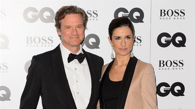 Colin Firth a jeho manelka Livia (Londn, 2. z 2014)