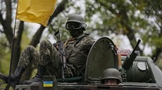 Ukrajintí vojáci poblí Kramatorsku (8. záí 2014)