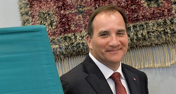 Vdce védské sociální demokracie Stefan Löfven (14. záí 2014)