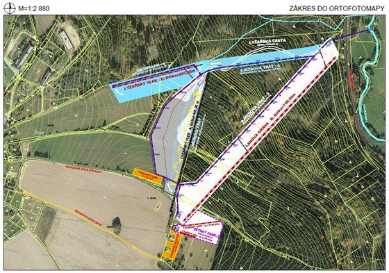 Plánek, jak by rozíený lyaský areál na Vysoké u Havlíkova Brodu mohl...