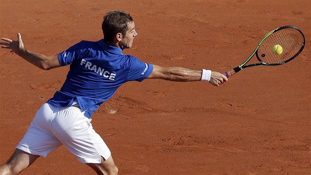 Francouzsk tenista Richard Gasquet pi daviscupovm semifinle proti Berdychovi.