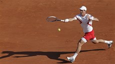 eský tenista Tomá Berdych hraje úvodní dvouhru daviscupového semifinále proti...