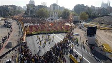 Milionová demonstrace za nezávislosti Katalánska v Barcelon (11. záí 2014)