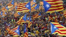 Milionová demonstrace za nezávislosti Katalánska v Barcelon (11. záí 2014)