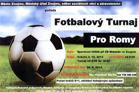 Pozvánka znojemské radnice na fotbalový turnaj.