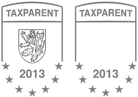 Vlevo návrh národní verze znaky Taxparent, vpravo univerzální návrh znaky pro EU.