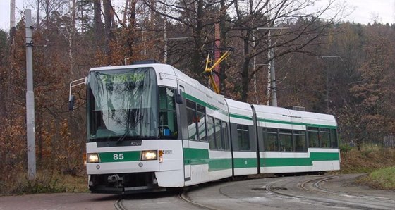 Tramvaj RT6S na konené v Lidových sadech v listopadu 2002.