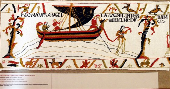 Kopie tapisérie z Bayeux je vystavena v Regionálním muzeu Litomyl